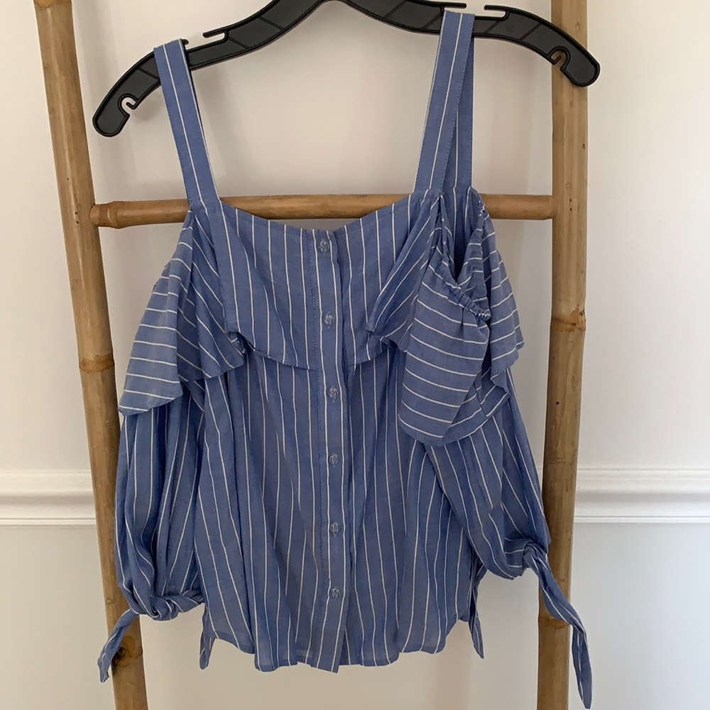 Love fire blue top pin striped